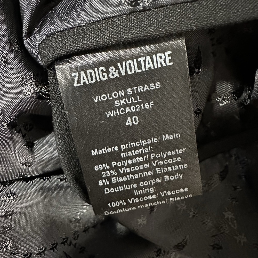 Zadig & Voltaire Womens Violin Strass Jacket Blazer Size 40 Rhinestone Skull - Picture 6 of 7